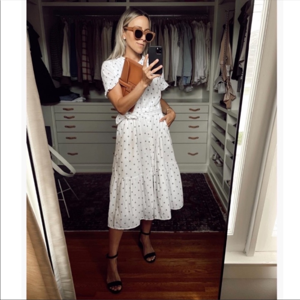 Alex Mill White Midi Dress with Black Dots - Picture 3 of 8